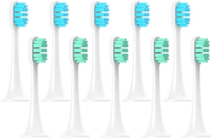 Replacement Brush HeadsCompatible for xiaomi T300/T500/T700 Sonic Electric Toothbrush Soft Bristle Nozzles with Caps Sealed Package(5Blue 5Green)