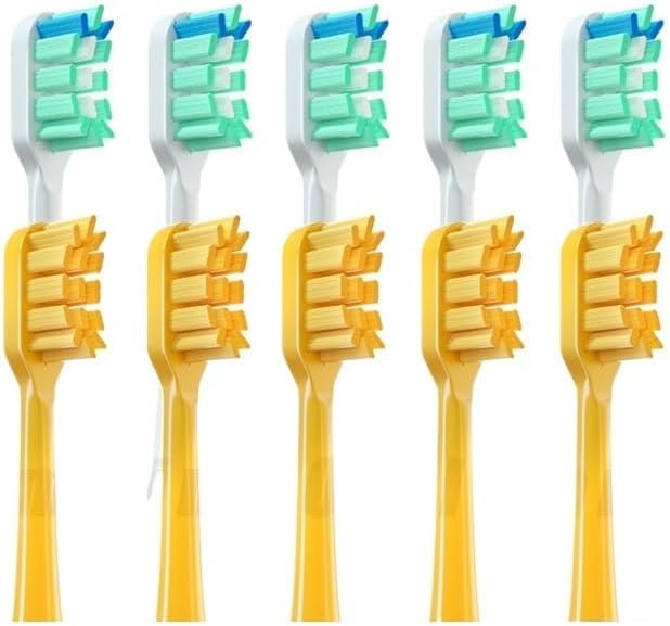 20PCS Toothbrush HeadsCompatible for G7/P7/Y8/T9/T10/T6S/T7S/A7 Replacement Brush Head Soft Bristle Vacuum with Cover(20PCS White Yellow)