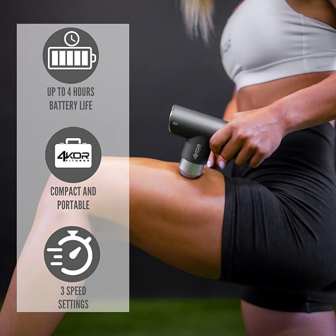 4KOR Fitness Mini Percussion Massage Gun Rechargeable Handheld Stimulation Deep Tissue Vibration Massager Ultra Quiet