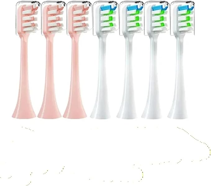 Sonic Electric Toothbrush Heads Compatible for X3 X5 X3U X1 V1 V2 Replacement Nozzles with Anti-dust Cap(3Pink 4White)