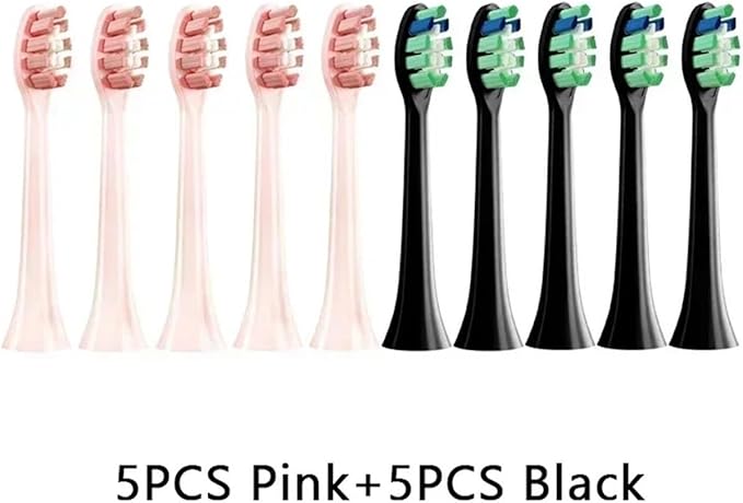 10PCS for HX6930 HX6064 Electric Toothbrush Vacuum Soft Bristle Nozzles Replacement Brush Heads(5BlackPink)