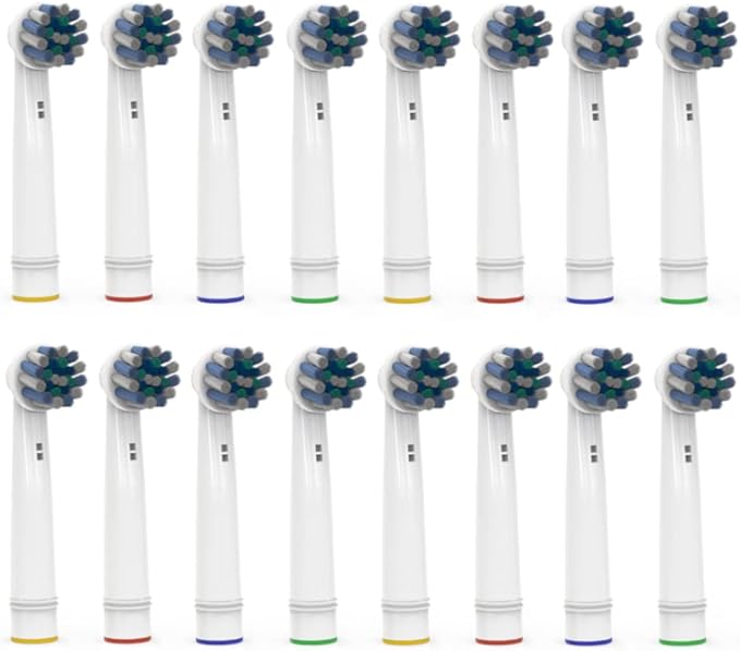 PÜRDENT Replacement Toothbrush Heads Compatible with Oral B &amp Braun Electric Toothbrushes (Multi-Color Cross Large Pack 16)