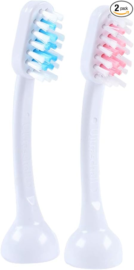 Emmi-dent Metallic/Professional 2-Pin Bristle-Head Attachments - Electric Toothbrush Replacement Heads. Cleans with Ultrasound Waves (Wave 2 Pack)