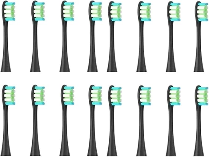 Replacement Brush HeadsCompatible for Oclean X/X PRO/Air 2 /SE / Z1/ F1/ OneDuPont Deep Cleaning Nozzles Sonic Soft Vacuum Bristle Heads(16pcs Black)