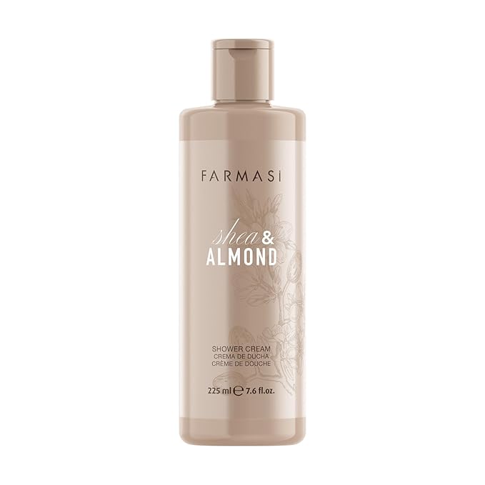FARMASi Shea &amp Almond Shower Cream 225ml / 7.6fl.oz – Nourishing Body Wash with Shea Butter and Almond Oil Gentle Cleansing Cream for Smooth Skin Daily Shower Hydration for All Skin Types