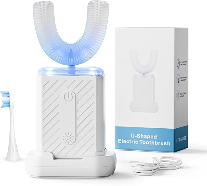 U-Shaped Electric Toothbrush 4 Modes 60-Second Clean Magnetic Contact Charging Compact and Lightweight