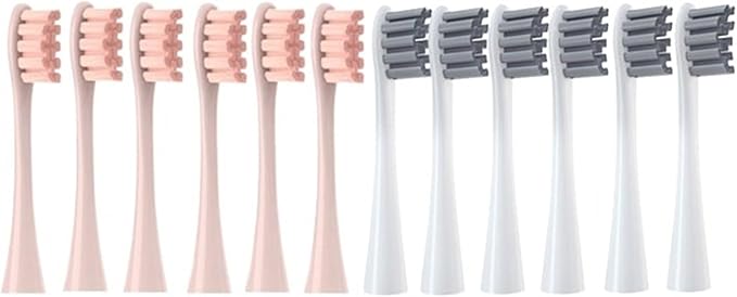 Replacement Brush Heads Soft Bristle Clean Nozzles Compatible for X/X PRO/ Z1/ F1/ One/Air 2 /SE Sonic Electric Toothbrush(6Pink6Gray)