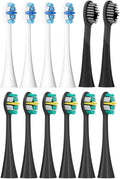Compatible for Seago Electric Toothbrush Heads 12 PCS IPX7 Waterproof with Holder C027(SG-C027-12PCS Black)