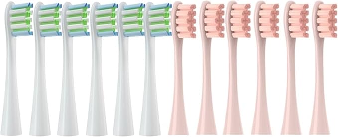 Replacement Brush HeadsCompatibility for Oclean X/X PRO/ Z1/ F1/ One/Air 2 /SE Electric Toothbrush 12PCS(6White6Pink)