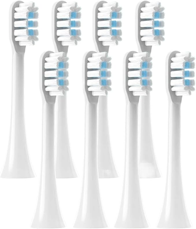 Compatible for MIJIA T301/T302/T501 Toothbrush - Soft Bristle Replacement Heads Vacuum Packaging(8 PCS White)