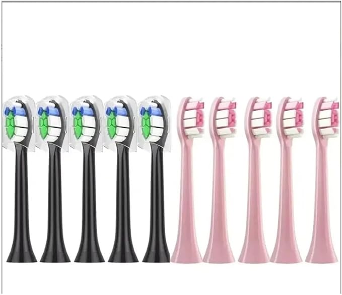 10PCS Brush HeadsCompatible for Philips H X3/6/8/9 Series Electric Toothbrush Vacuum Sealed Packaged Replacement Toothbrushes(5white-5 Black)