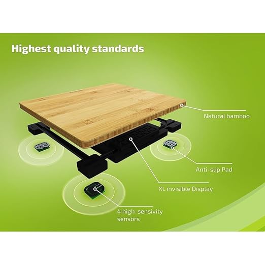 Soehnle Style Sense Bamboo Magic Digital Bathroom Scales Weight up to 180 kg in 100 gram Increments Display Visible When On Scales Including Batteries Personal Scales