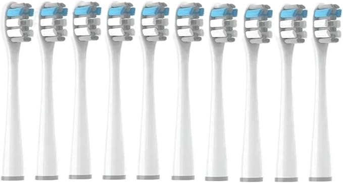 10PCS Vacuum Replacement Brush Heads Compatible for Y1S/Y4/U1/U2/U3/P1/P4 Soft Sonic Electric Toothbrush Clean Nozzles(10RoundGray)