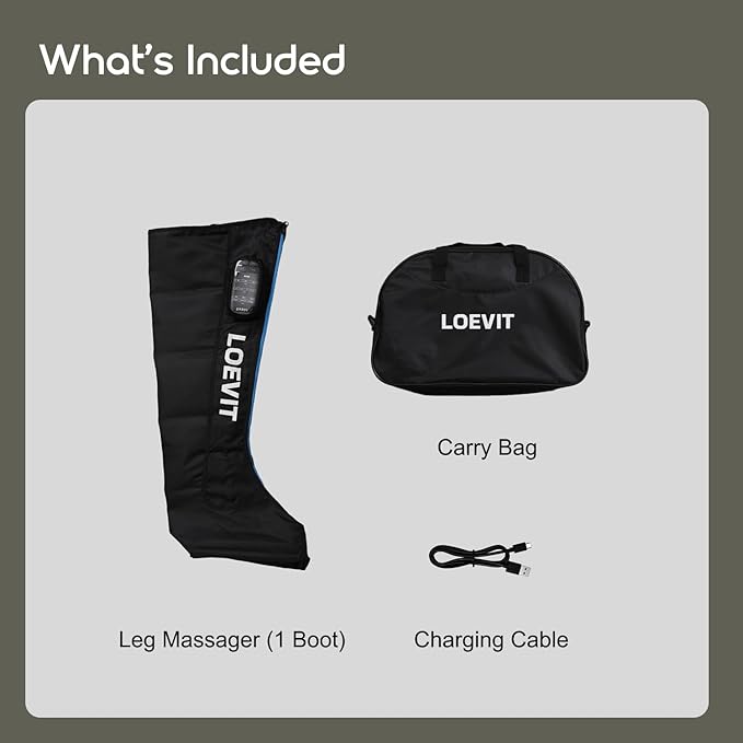Cordless Air Compression Leg Massager for Pain Relief Full Leg Boots with Dynamic Pressure Enhances Circulation Reduces Muscle Pain Fast Recovery (Single)