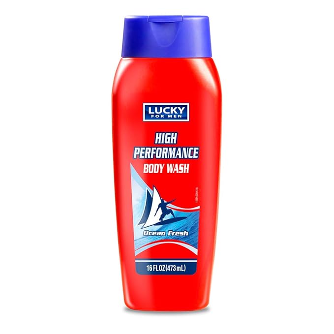 Lucky for Men High Performance Body Wash. Gives a Fresh Clean Feel with an Intense Foaming Formula. Ocean Fresh Fragrance. 16 fl.oz. Pack of 12