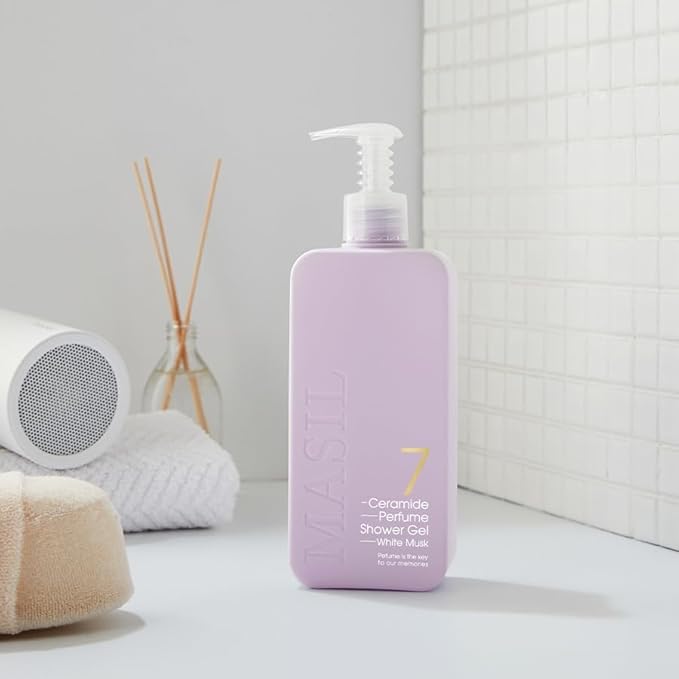 MASIL 7 Ceramide Perfume Shower Gel for Sensitive Skin Moisturizing Body Wash for Women Aroma Liquid Soap with 15 Natural Extracts Korean Skincare Bath &amp Home Spa (1 White Musk)