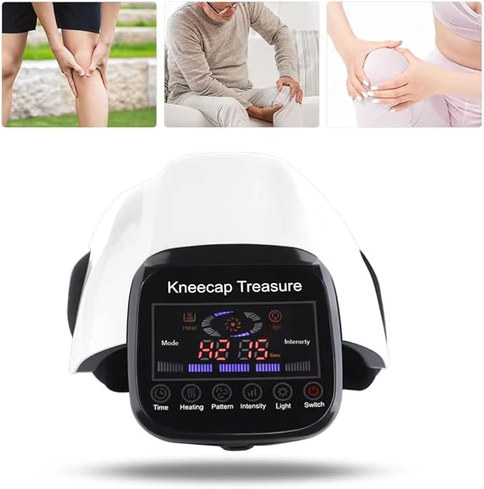 DTOKO Knee Massager -Large Screen Adjustable Temperature Cordless Knee Massagers with Heat and Vibration Portable Wearable Knee Massager Easter Women’s Day Gift for Mon - White