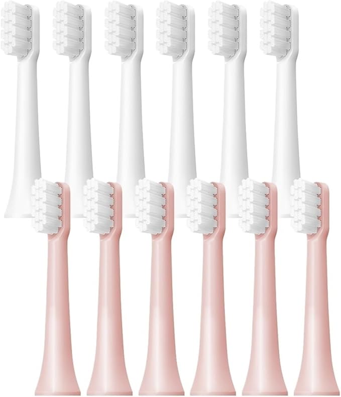 6/12Pcs Replacement Brush Heads Compatible for Mes603 Electric Toothbrush Vacuum Soft Bristle Suitable Nozzles(T100-WH-12PCS)