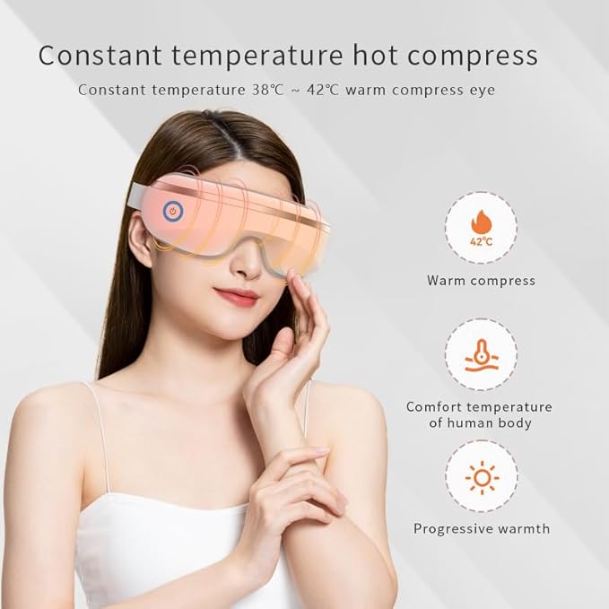 ME JO Eye Massager with Heat and Cooling – Eye Strain Relief – Birthday Gifts Eye Mask for Dry Eyes Sleep &amp Stress Relief for Women Men Mom &amp Dad