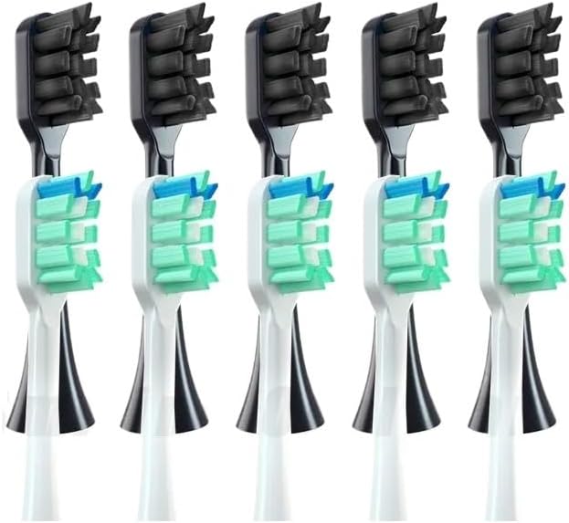 20PCS Toothbrush HeadsCompatible for G7/P7/Y8/T9/T10/T6S/T7S/A7 Replacement Brush Head Soft Bristle Vacuum with Cover(20PCS Black White)