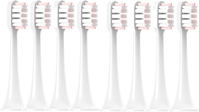 Replacement Toothbrush Heads Compatible for T300 T500 T7008PCS(8pcs White-Pink)