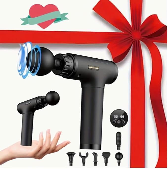 Athlete Massage Gun Deep Tissue Percussion Handheld Massager with 30 Speeds Portable Electric Muscle Massager 2500mAh Battery 9 Heads for Back Neck Shoulder Gift for Him/Her