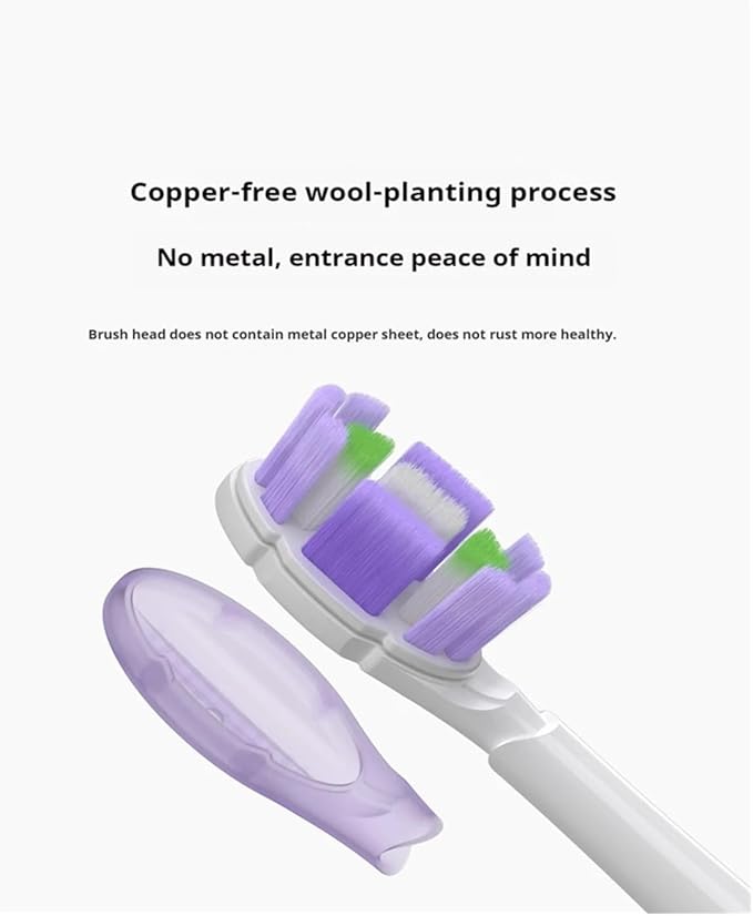 4/8PCS Replacement Brush Heads Compatible for MIJIA MES609/610 Pro Sonic Electric Toothbrush Sealed Package(8 pcs Purple)