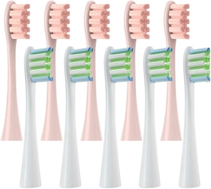 for One/ Air2 /SE/X/X PRO/ Z1/ F1 Electric Toothbrush Head 10 Pcs Replaceable Brush with Independent Package(5White5Pink)