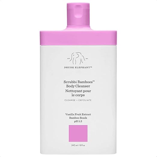 Drunk Elephant Scrubbi Bamboes Body Cleanser - 240 ml/8 fl oz - Sulfate-Free Body Scrub Wash - Clean Clinical Skincare - Cruelty-Free - Dermatologist Tested - Free of Essential Oils Silicones SLS