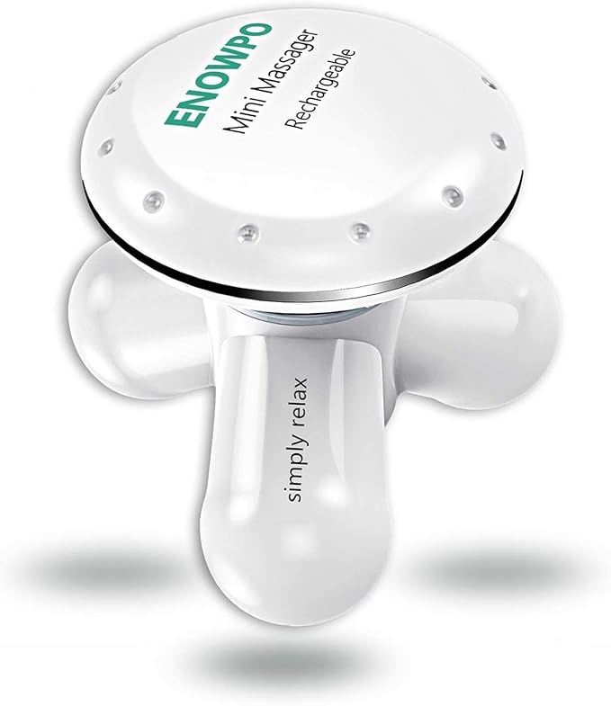 Handheld Mini Massager Hand Held Full Body Personal Massager Percussion Muscle Pain Relief for Neck Back Shoulder Hand Massage Tools Cordless Massagers Vibrating-White