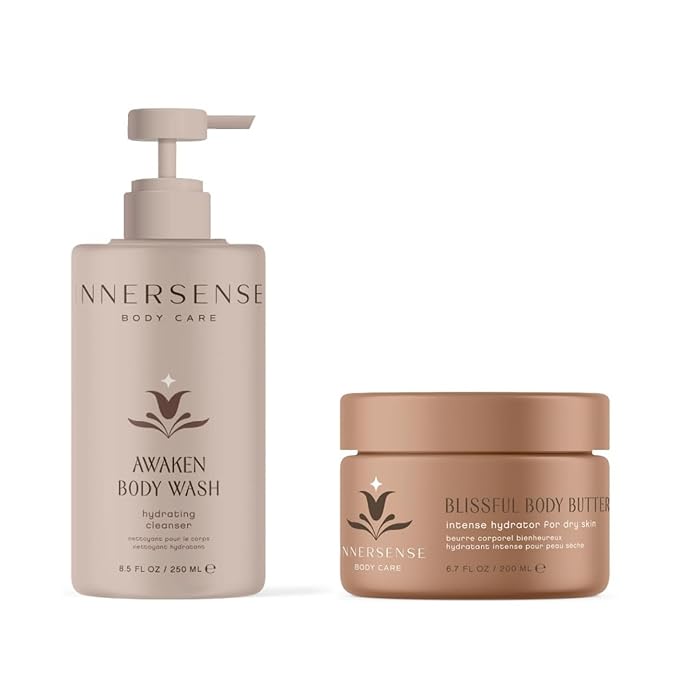 INNERSENSE Organic Beauty - Blissful Body Butter + Awaken Body Wash Bundle | Non-Toxic Cruelty-Free