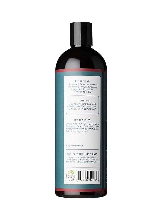 Aleavia Body Cleanse – Organic &amp All-Natural Prebiotic Body Wash with Pure Essential Oils – Cranberry Scent – Nourish Your Skin Microbiome – 16 Oz.