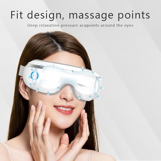 ME JO Eye Massager with Heat and Cooling – Eye Strain Relief – Birthday Gifts Eye Mask for Dry Eyes Sleep &amp Stress Relief for Women Men Mom &amp Dad