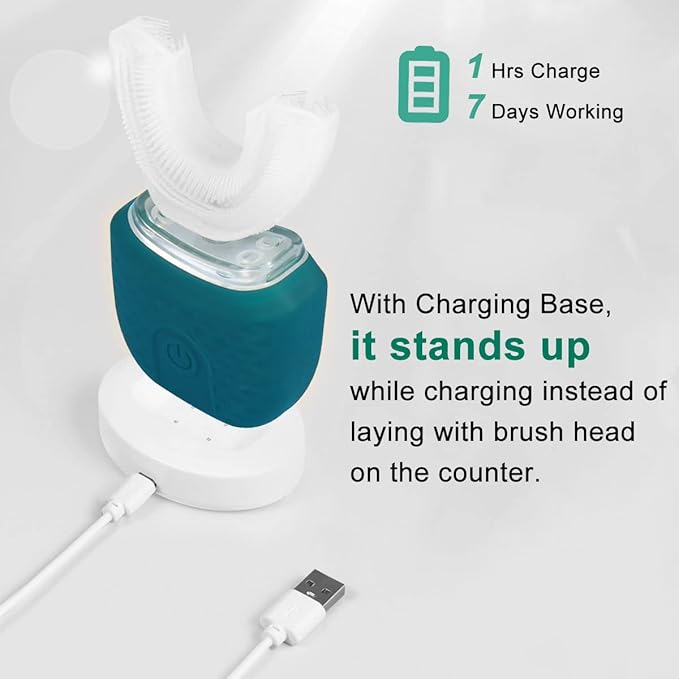 Ultrasonic Electric Toothbrush U Shaped Automatic Toothbrush for Adults 360° Whole Mouth Toothbrush Whitening IPX7 Waterproof