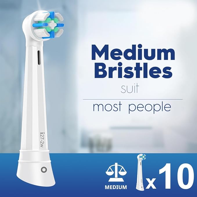 10Pcs Replacement Heads Intelligent Compatible with Oral B iO 2 3 4 5 6 7 8 9 10 Series Electric Toothbrush IO Brush Heads with Medium Soft Bristles for Gum Care &amp Sensitive Teeth (White)