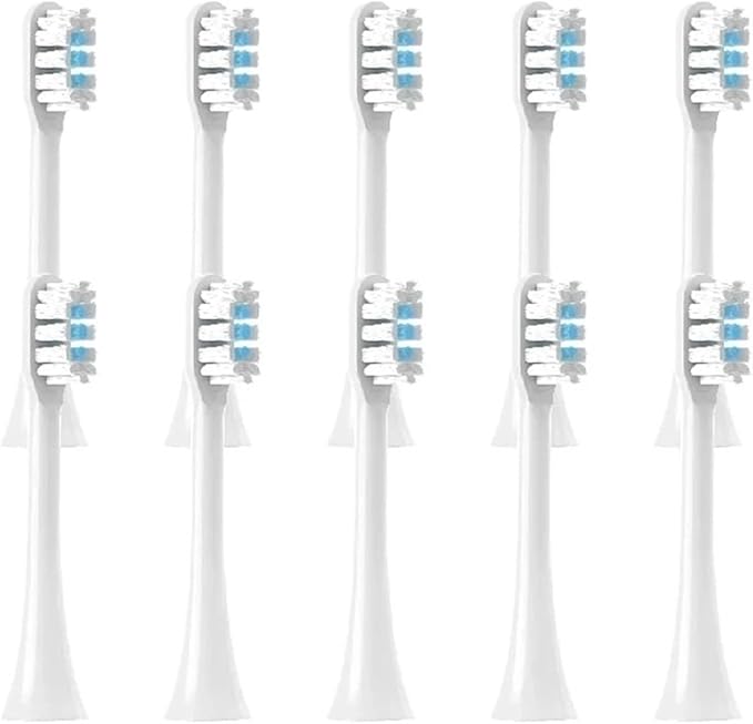 Replacement Toothbrush HeadsCompatible for MIJIA T301/T302/T501 Sonic Electric Tooth Brush Bristle Nozzles with Vacuum Packaging(10 White)