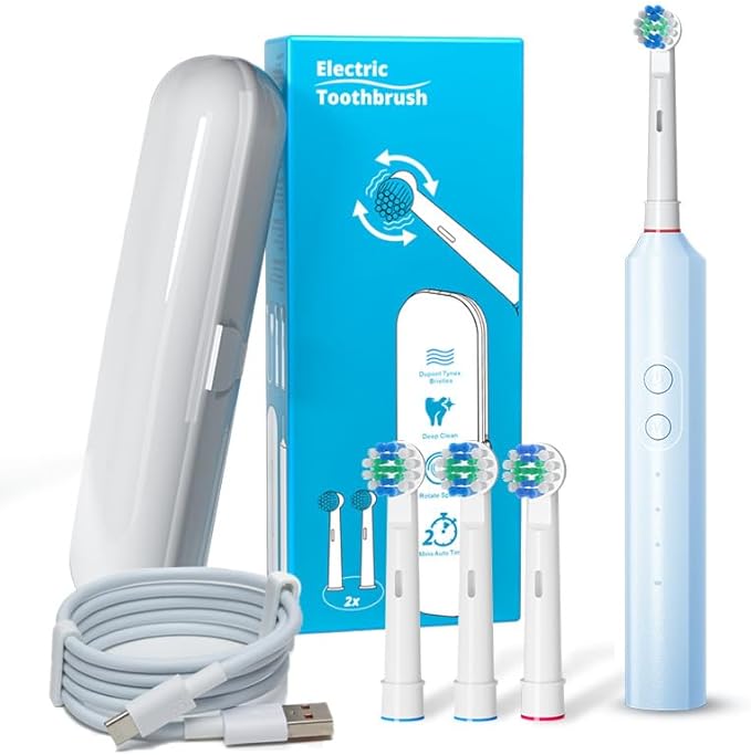 Rotating Electric Toothbrush Fully Waterproof Couples Version (Sky BlueOne Size)