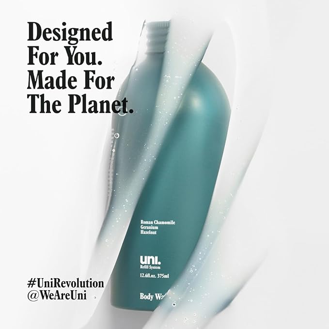 Uni Skin Shield Body Wash Refill - Hydrating Shower Gel &amp Moisturizing Skin Cleanser - Enriched with Organic Aloe Vera Kakadu Plum &amp Australian Caviar Lime - Ocean-Safe Body Care (375 ml)