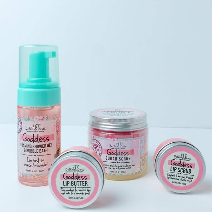 Spa Gift Set for Women – Bella &amp Bear Goddess Bath &amp Body Gift Set with Body Scrub Shower Gel Bubble Bath &amp Lip Care – Vegan Self Care Gift