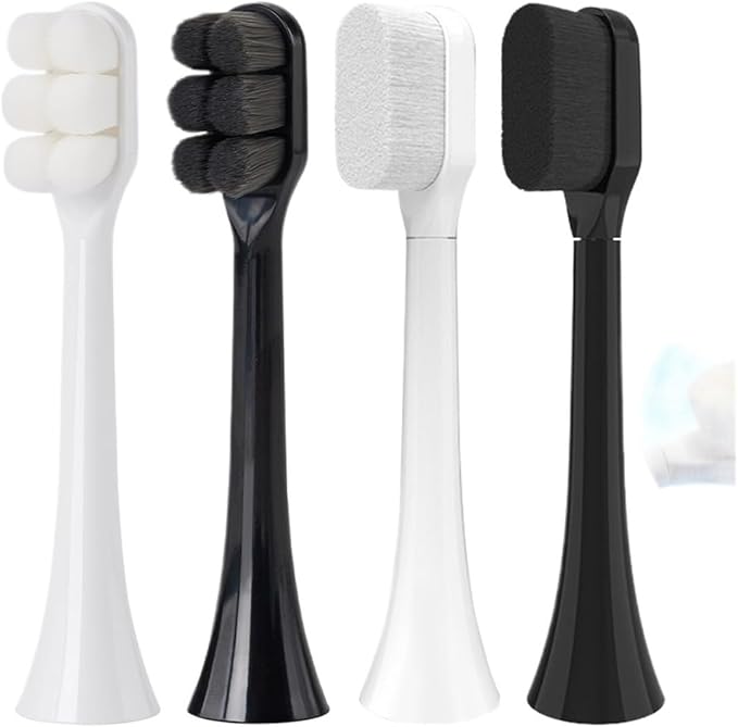 Toothbrush Brush Head Soft Bristle Compatible for Phil Soni HX3 HX6 HX9 Care(FLP-R1-BK4PCS)