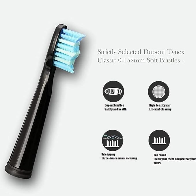 4/8/12/16 Pcs Replacement Brush Heads Compatible with Seago Compatible with Fairywill Electric Toothbrush Head Dupont Bristle Brush Refill Tooth Clean(12 Pcs Black)