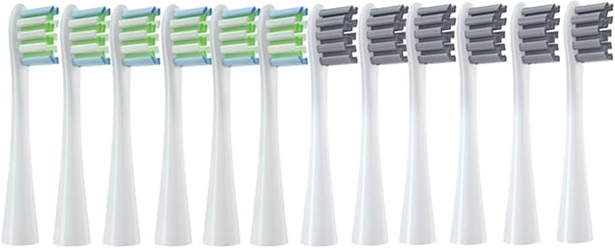 4/12 Pcs Replaceable Brush Heads Suitable Compatible for Oclean X/X PRO/ Z1/ F1/ One/Air 2 /SE Sonic Electric Toothbrush Refills(6white6gray)