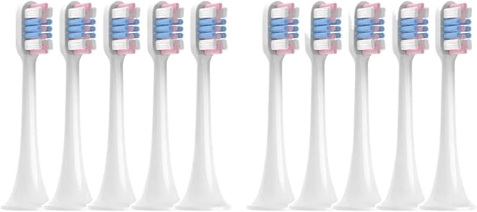 10pcs Replacement Brush HeadsCompatible for T300 T500 Toothbrush Head Soft Bristle Nozzles(10pcs Pink)