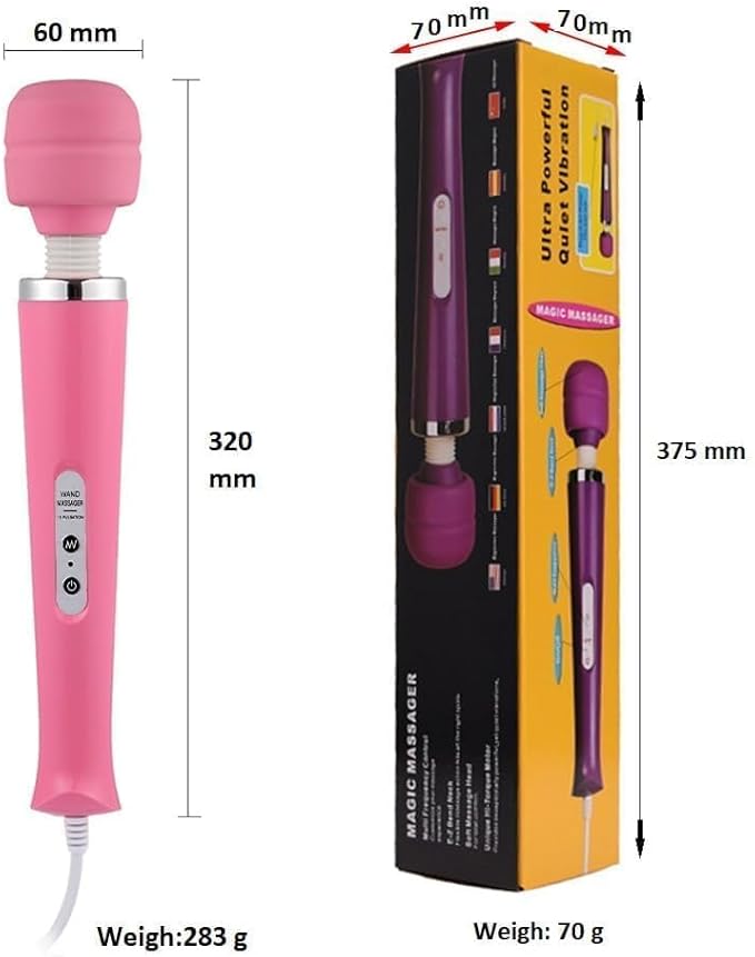 Power Massager Handheld Tool Electric Foot Neck Back Hand Leg Arm Muscle Aches for Women Men Therapy Pain Relief Deep Tissue Toy Massage (Pink Big and Blue Small)