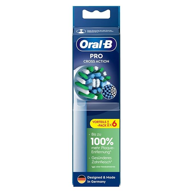 Oral-B Pro CrossAction Original Electric Toothbrush Heads - Superior Teeth Cleaning Replacement Brushes with Innovative X Bristles Toothbrush Attachment - White Pack of 6