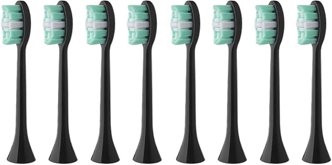 Replacement Toothbrush HeadsCompatible for Lenovo B002DC/B009DC/B001/B004/B005/B006Soft Deep Cleaning Whitening8-16pcs(8pcs Black)