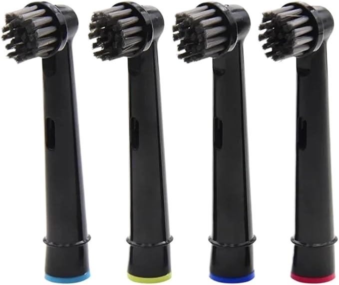 Replacement Toothbrush Heads Compatible For Oral B Compatible For Braun Electric Toothbrushes Black Bamboo-Charcoal Infused Bristles Refills(16 heads and 2 caps)