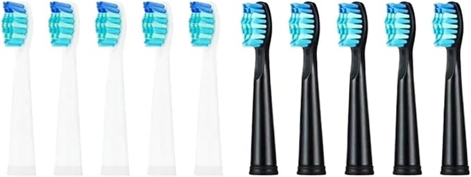 5-10Pcs Replacement Brush Heads Compatible for Seago/FW/SG 507/508/515/551/917/959/908 Bristle(5 Black 5 White)