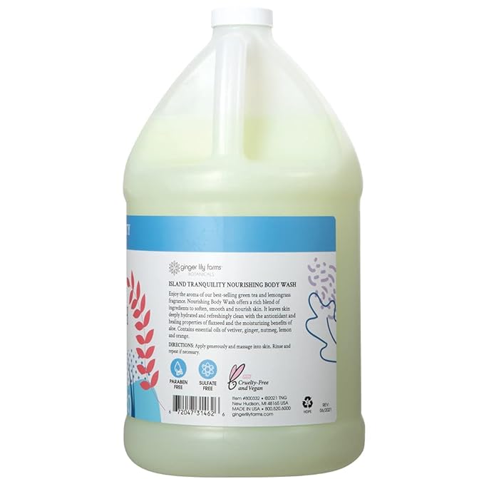 Ginger Lily Farms Botanicals Body Wash + Shampoo + Conditioner Bundle Island Tranquility 1 Gallon Each