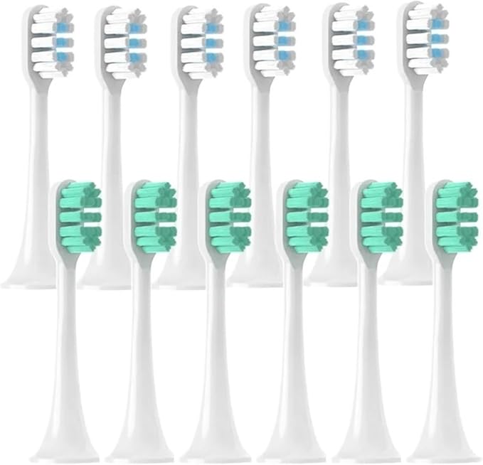 12PCS Replacement Brush HeadsCompatible for XIAOMI MIJIA T300/T500/T700 Sonic Electric Toothbrush Soft Bristle Caps(6WhiteBlue6Green)